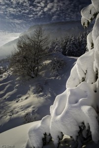 Paysage enneigé de la montagne de Ceuze, Hautes Alpes, France.